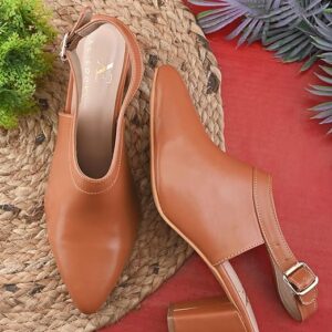 XE Looks Slingback Heels | Pointed-Toe Design | Adjustable Strap |Stylish & Trendy Cushioned Footbed Heels For Girl & Women